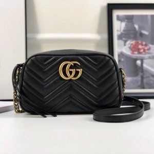 ✨Gucci✨ 447632 GG Marmont Small Matelasse Shoulder Bag Black